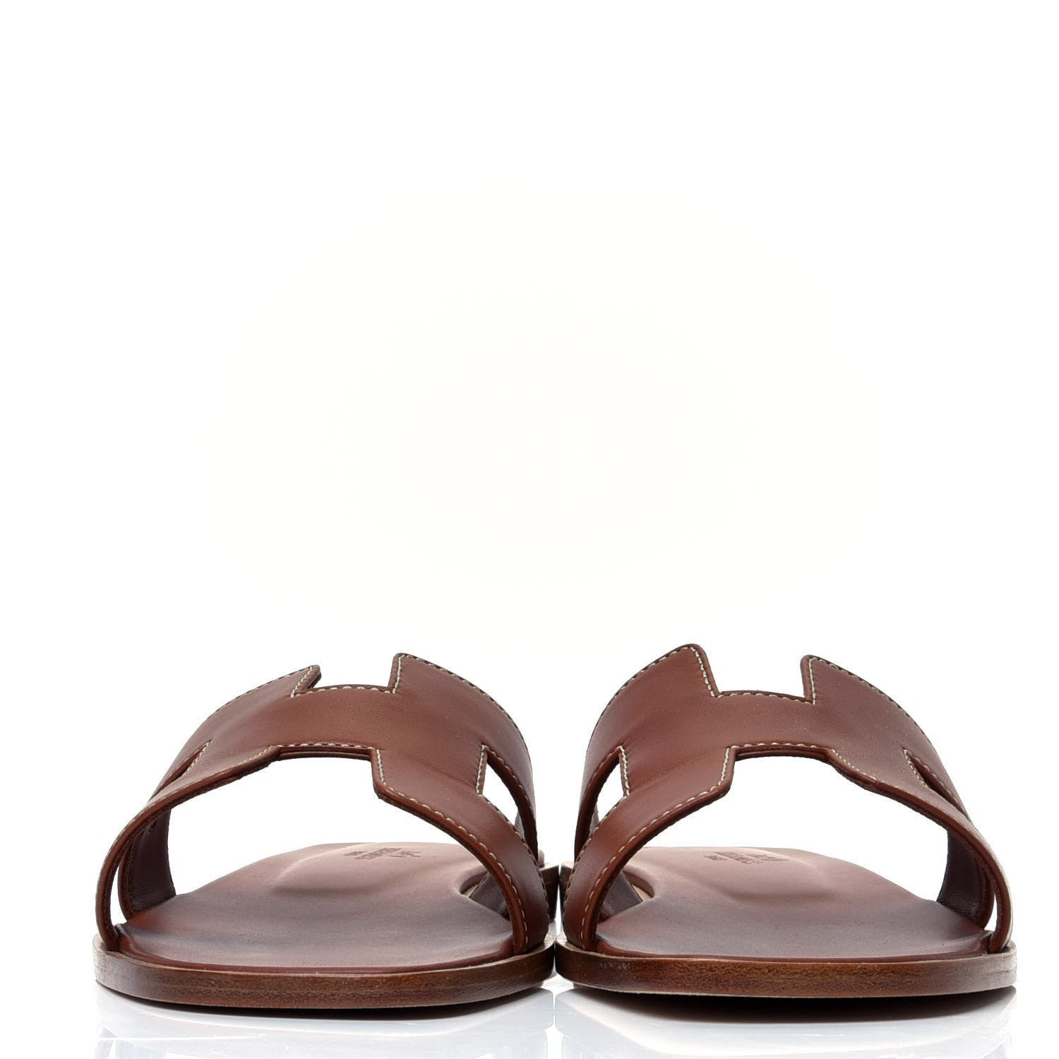 Hermes Box Calfskin Oran Sandals 37.5 Gold 2 of 8