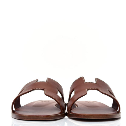 Hermes Box Calfskin Oran Sandals 37.5 Gold 2 of 8