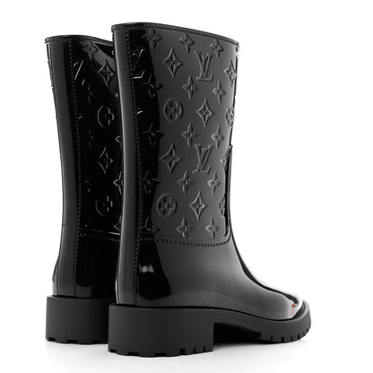 Louis Vuitton Rubber Embossed Monogram Drops Flat Half Boots 38 Black 4 of 7