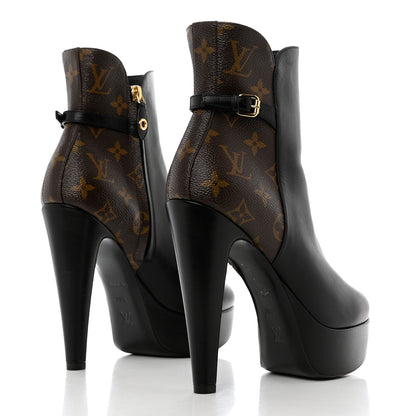 Louis Vuitton Calfskin Monogram Afterglow Platform Ankle Boots 39.5 Black 4 of 9