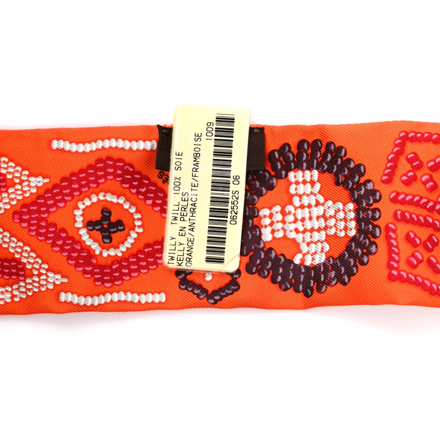 Hermes Silk Kelly En Perles Twilly Orange Anthracite Frambroise 2 of 4