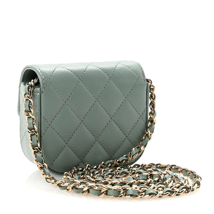 Chanel Caviar Quilted Mini Clutch With Chain Light Green 3 of 11