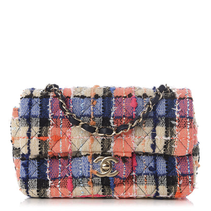 Chanel Tweed Quilted Mini Rectangular Flap Blue Orange Yellow 1 of 10