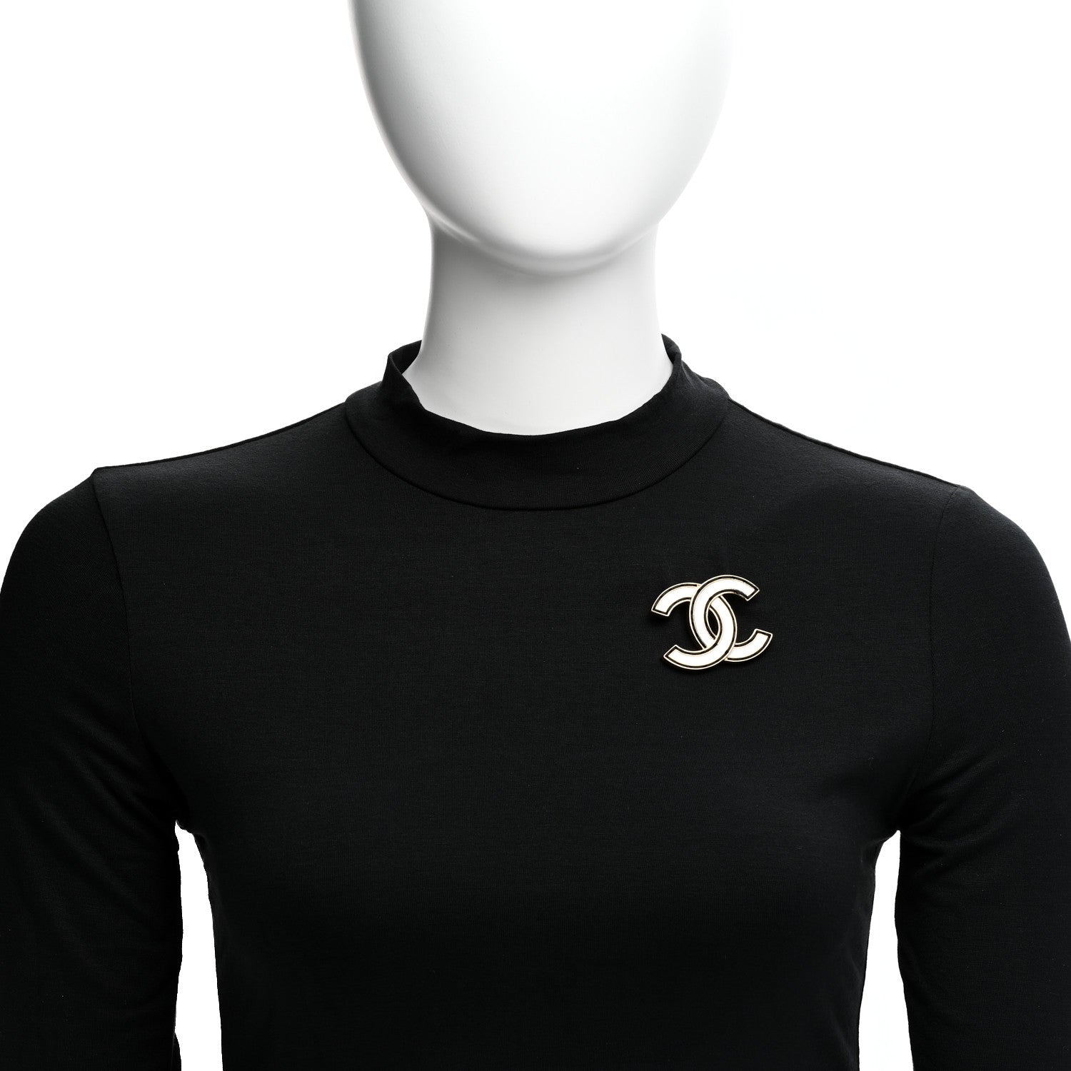 Chanel Enamel CC Brooch Black White 2 of 5