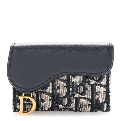 Christian Dior Smooth Calfskin Oblique Saddle Bloom Card Holder Blue 1 of 8