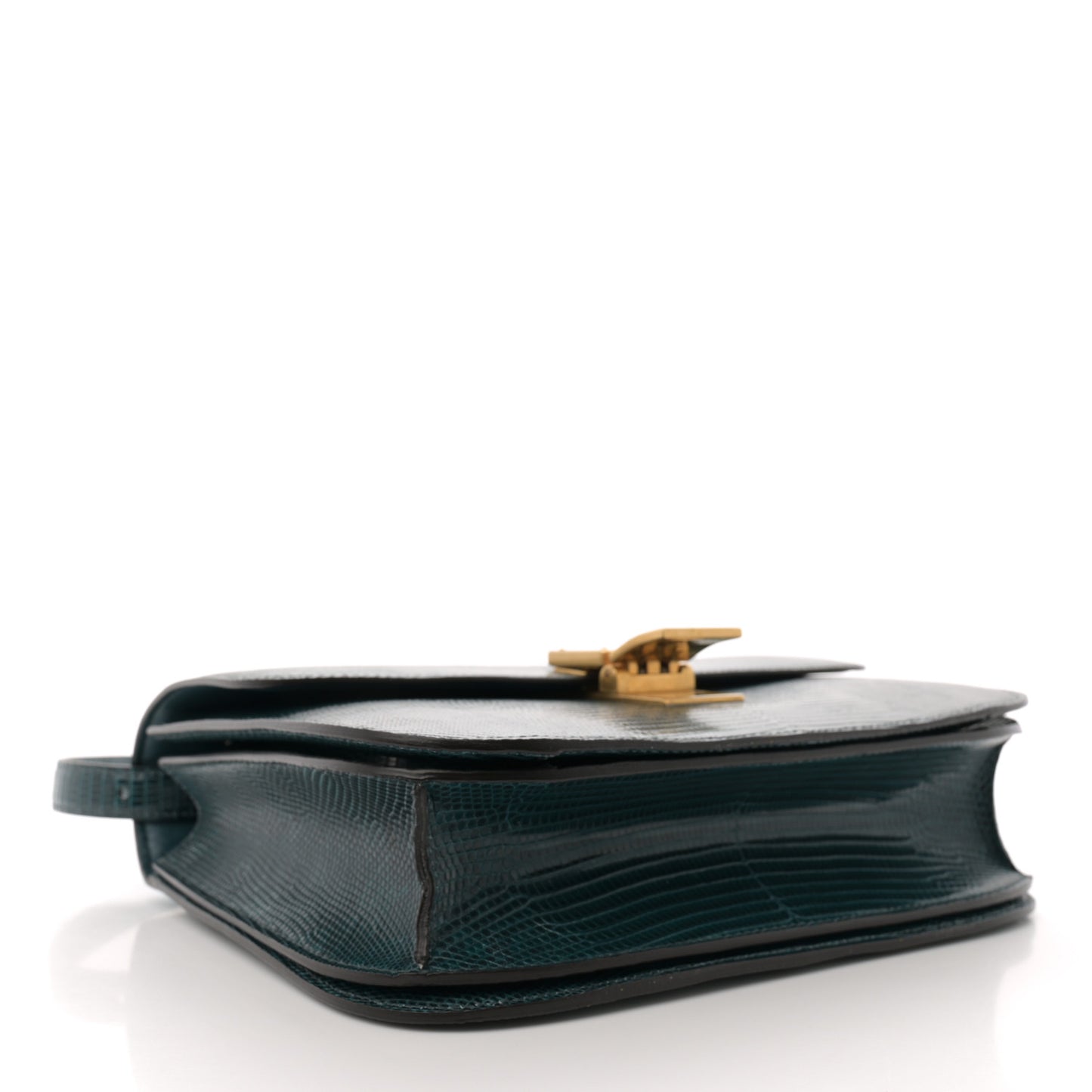 Lizard Medium Classic Box Flap Bag Dark Green