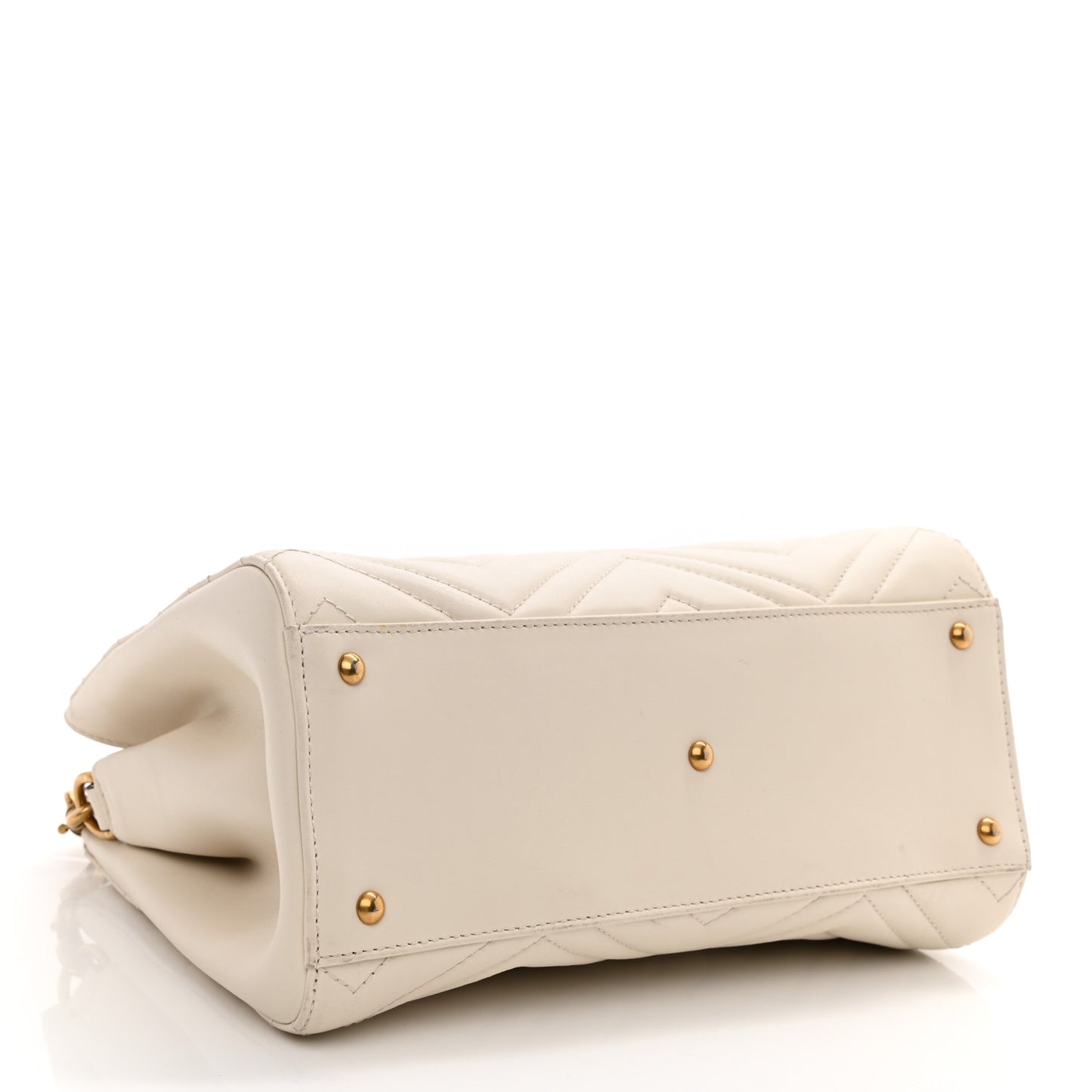 Calfskin Matelasse Small GG Marmont Tote White