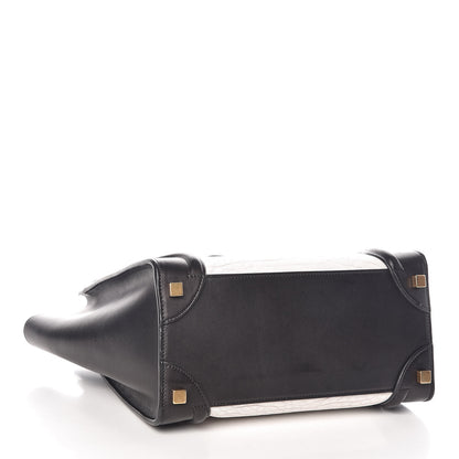 Celine Shrunken Lambskin Micro Bi-Color Luggage Black White 4 of 9