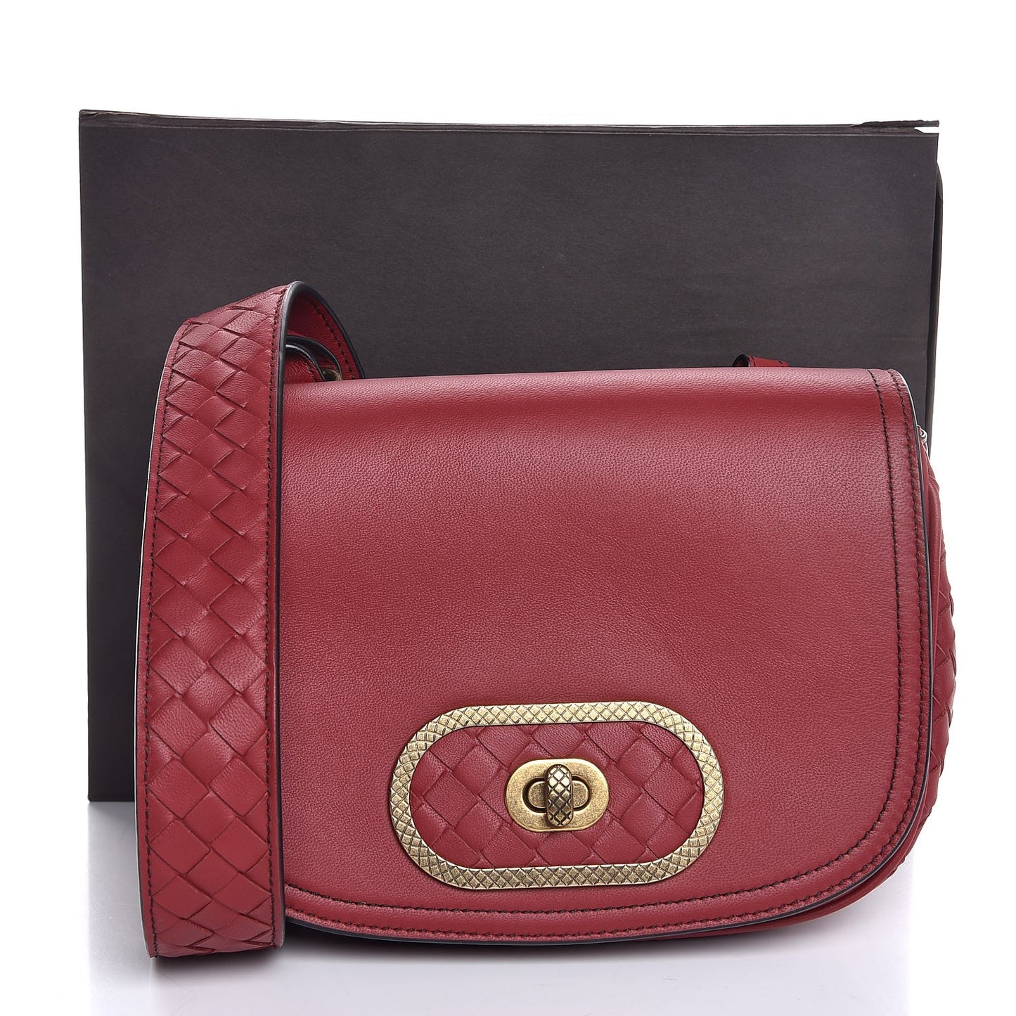 Smooth Nappa Intrecciato BV Luna Crossbody Satchel Baccara Rose