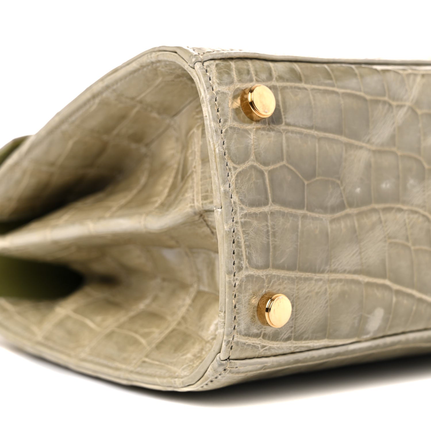 Salvatore Ferragamo Crocodile Gancini 2-Way Top Handle Bag Olive 7 of 13
