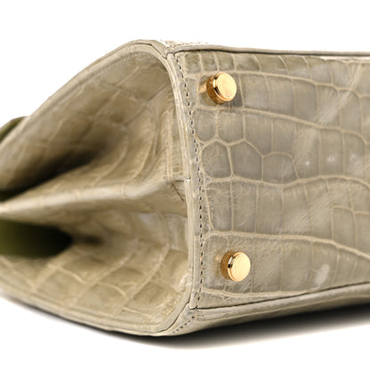 Salvatore Ferragamo Crocodile Gancini 2-Way Top Handle Bag Olive 7 of 13