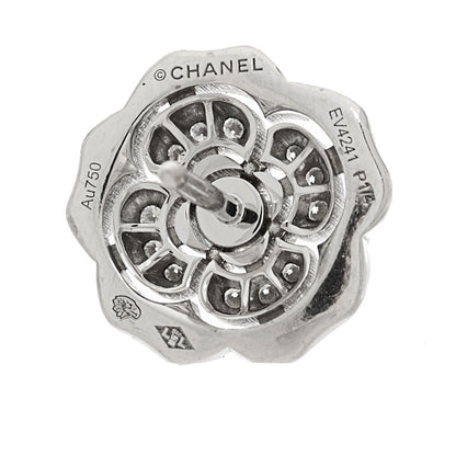 Chanel 18K White Gold Diamond Bouton de Camelia Transformable Earrings 4 of 4
