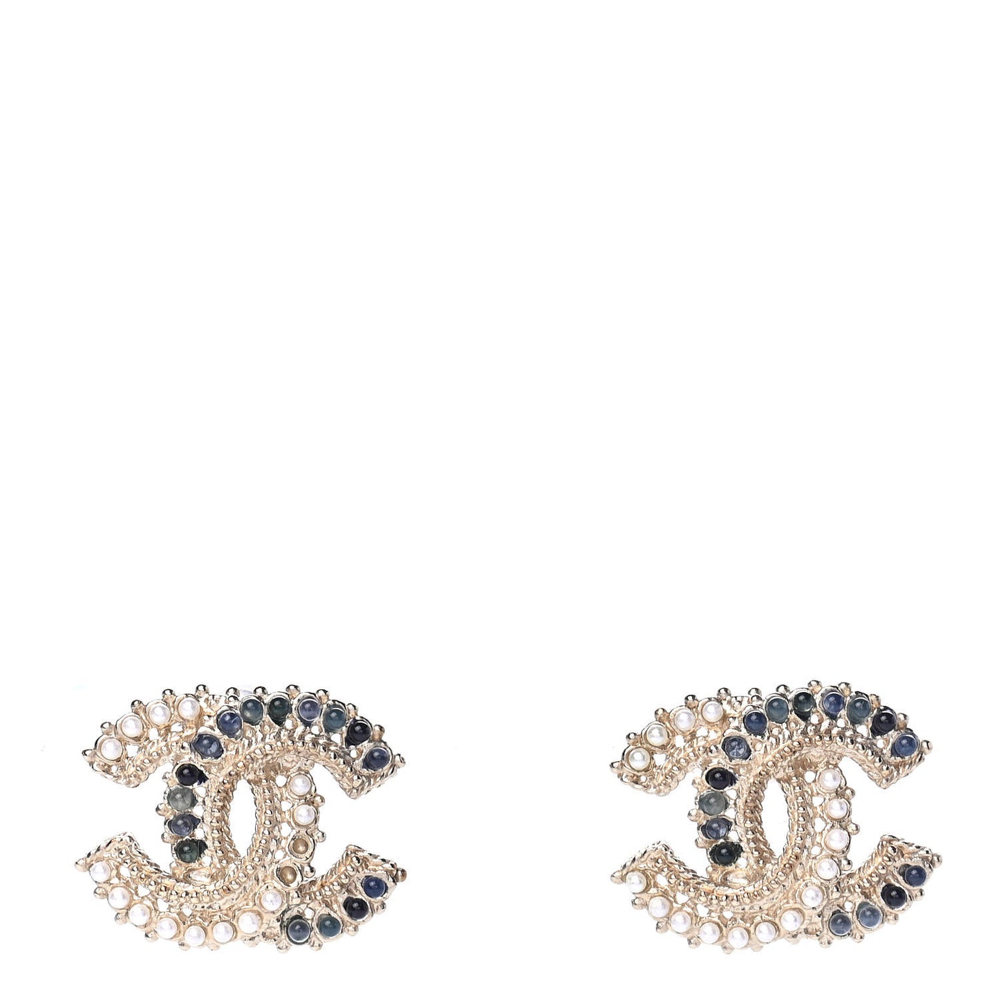Pearl CC Earrings Blue Gold