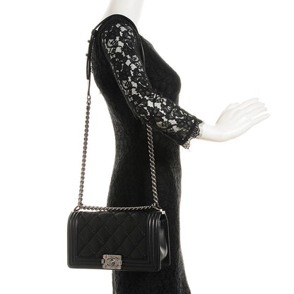 Chanel Calfskin Quilted Medium Double Stitch Boy Flap Black 2 of 9