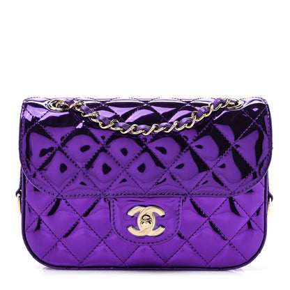 Chanel Mirror Calfskin Metallic Calfskin Quilted Hollywood Boulevard Mini Flap With Star Coin Purse Purple 1 of 13