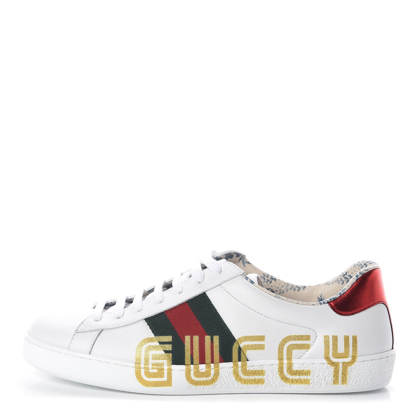 X SEGA Calfskin Web Guccy Mens Ace Sneakers 8.5 White