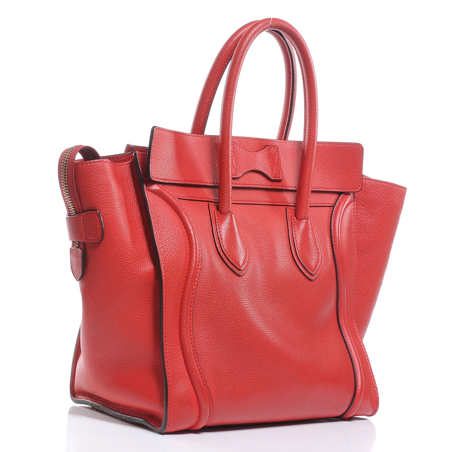 Drummed Calfskin Mini Luggage Coquelicot