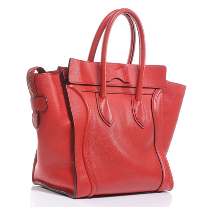Celine Drummed Calfskin Mini Luggage Coquelicot 3 of 8