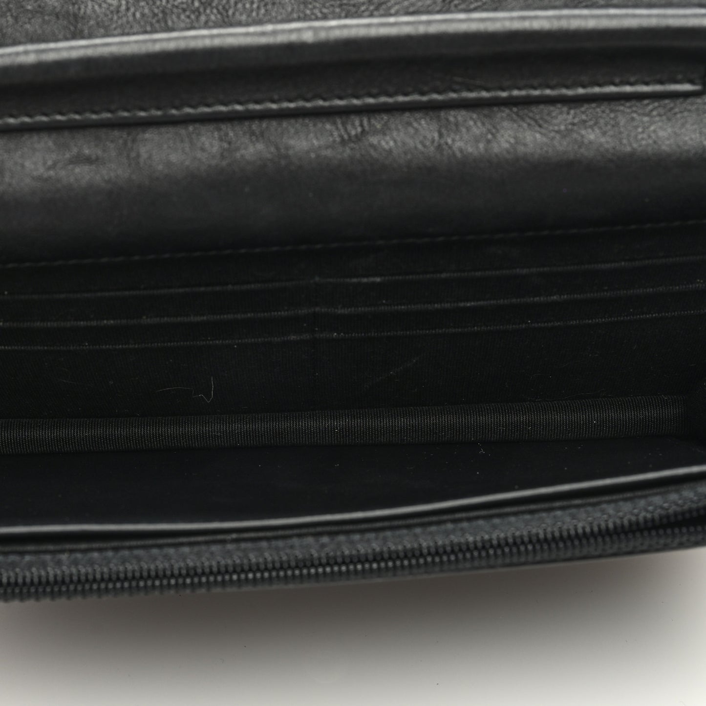 Crumpled Calfskin Quilted Wallet On Chain WOC So Black