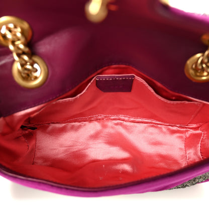 Gucci Velvet Matelasse Embroidered Mini GG Marmont Shoulder Bag Bordeaux 5 of 11