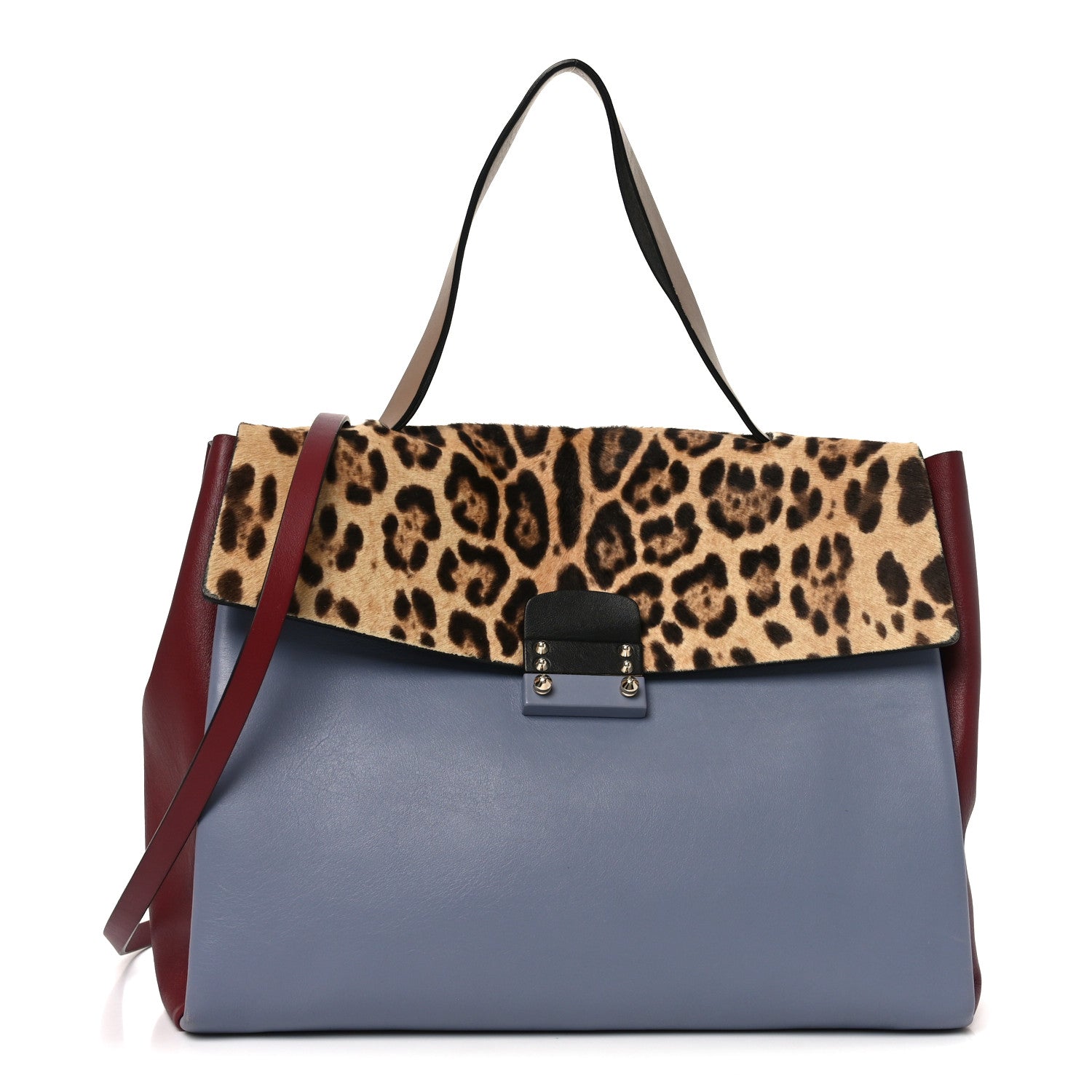Valentino Garavani Calfskin Pony Hair Colorblock Mime Single Handle Bag Multicolor 1 of 9