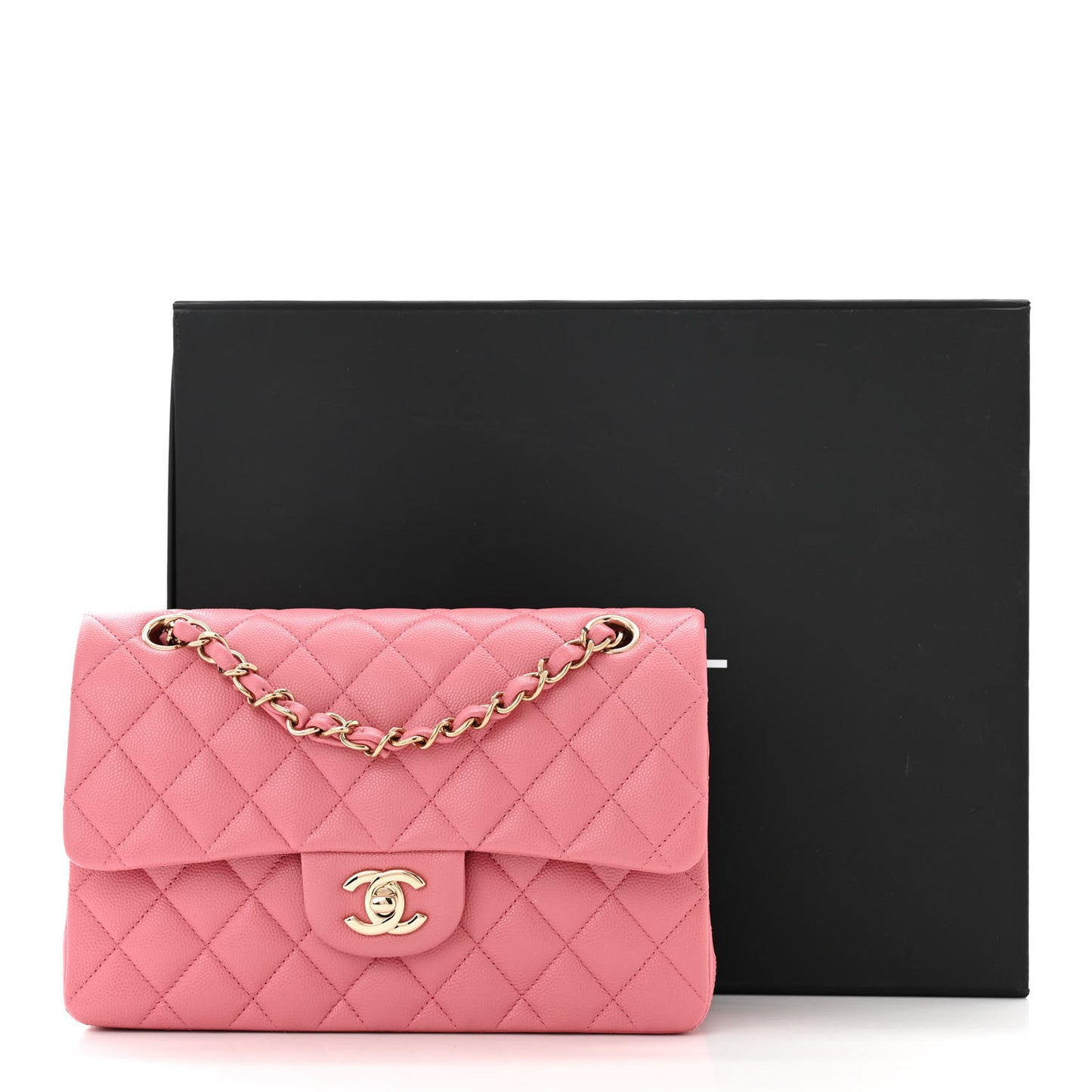 Caviar Quilted Small Double Flap Pink