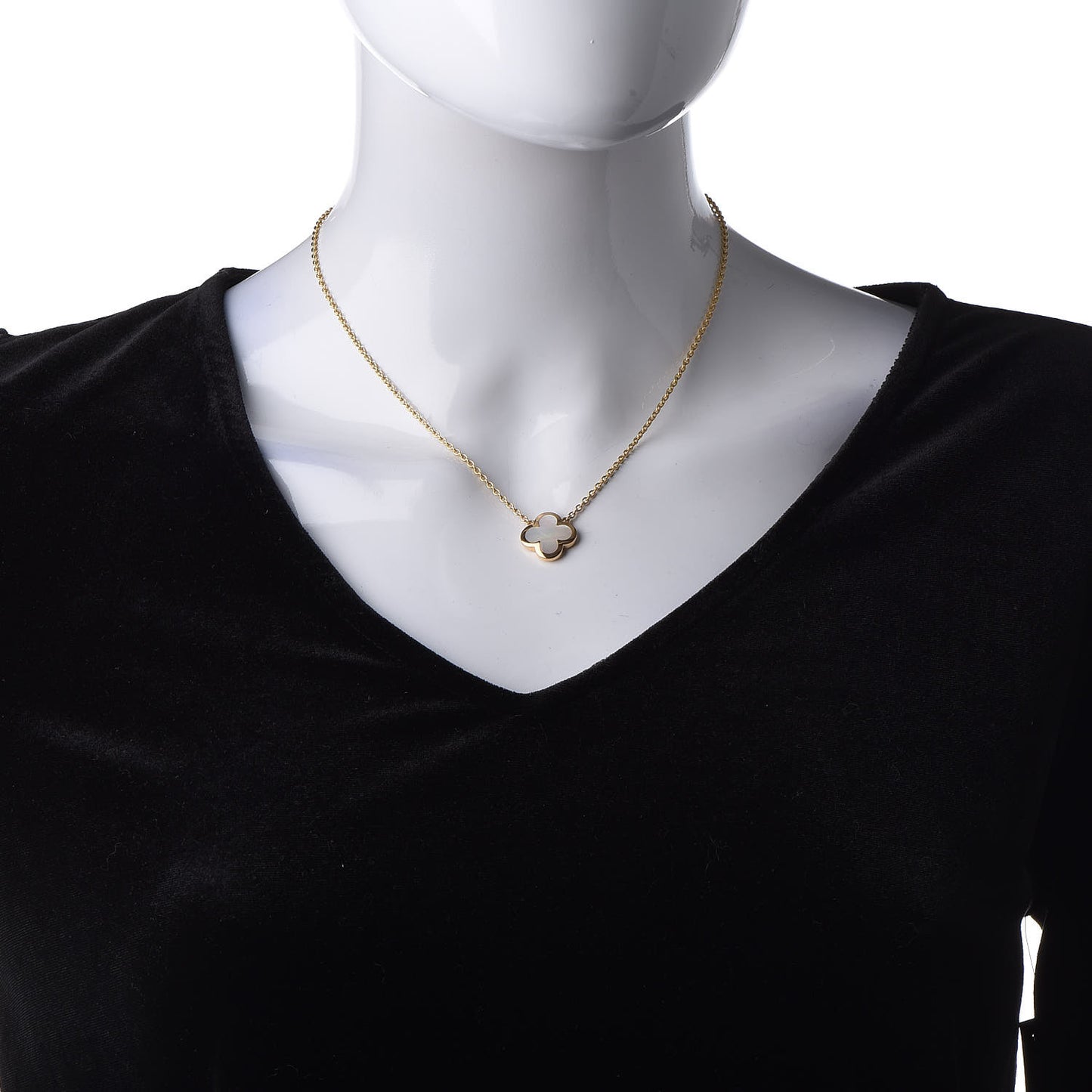 18K Yellow Gold Mother of Pearl Pure Alhambra Pendant Necklace