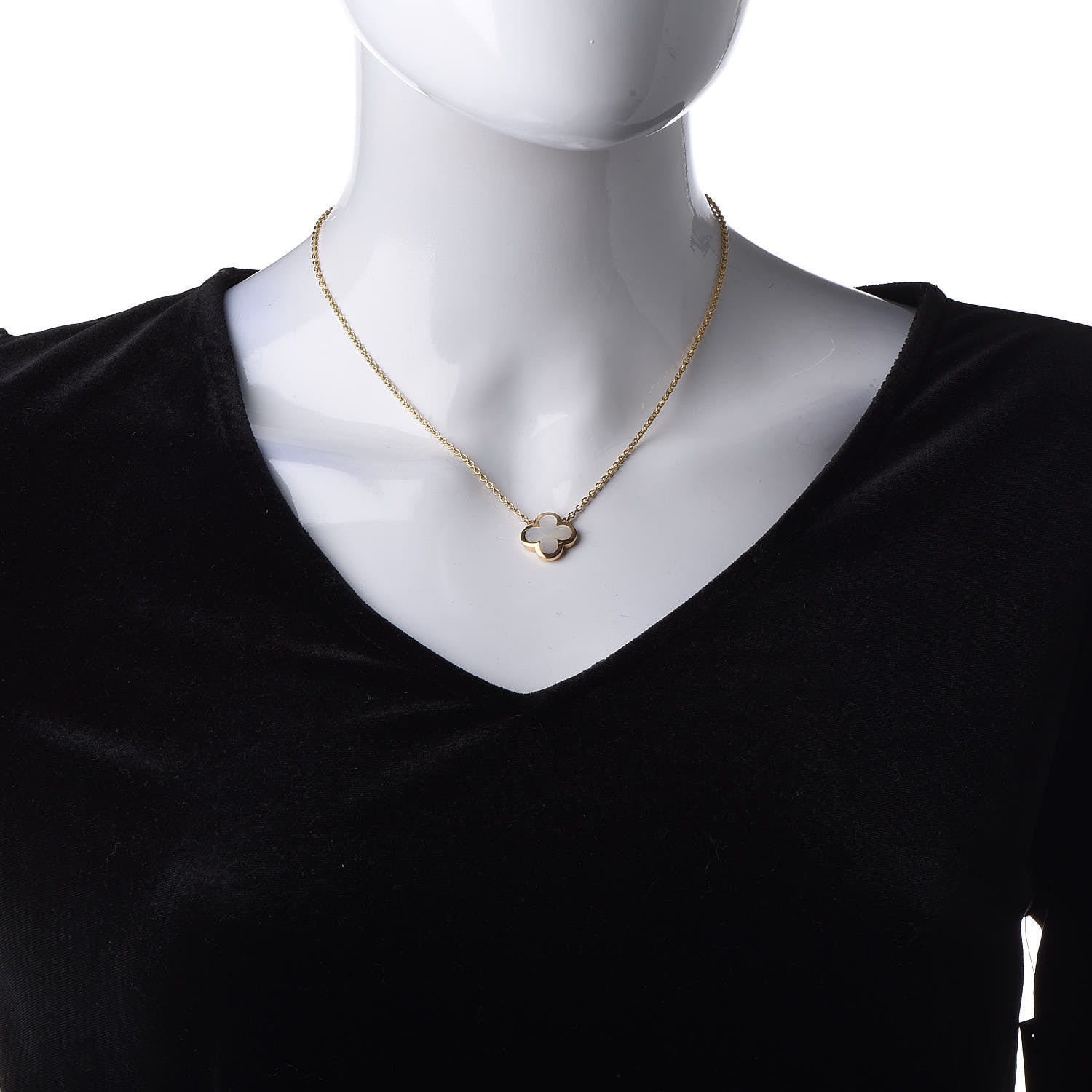 Van Cleef & Arpels 18K Yellow Gold Mother of Pearl Pure Alhambra Pendant Necklace 2 of 8