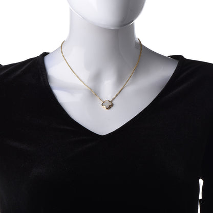Van Cleef & Arpels 18K Yellow Gold Mother of Pearl Pure Alhambra Pendant Necklace 2 of 8