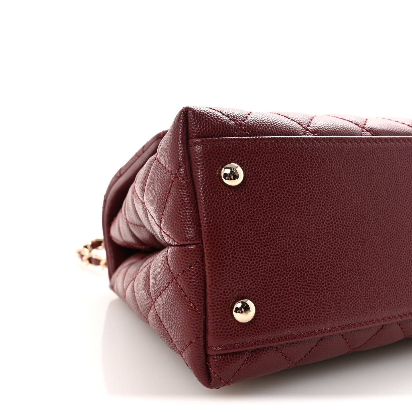 Caviar Quilted Small Coco Handle Flap Burgundy