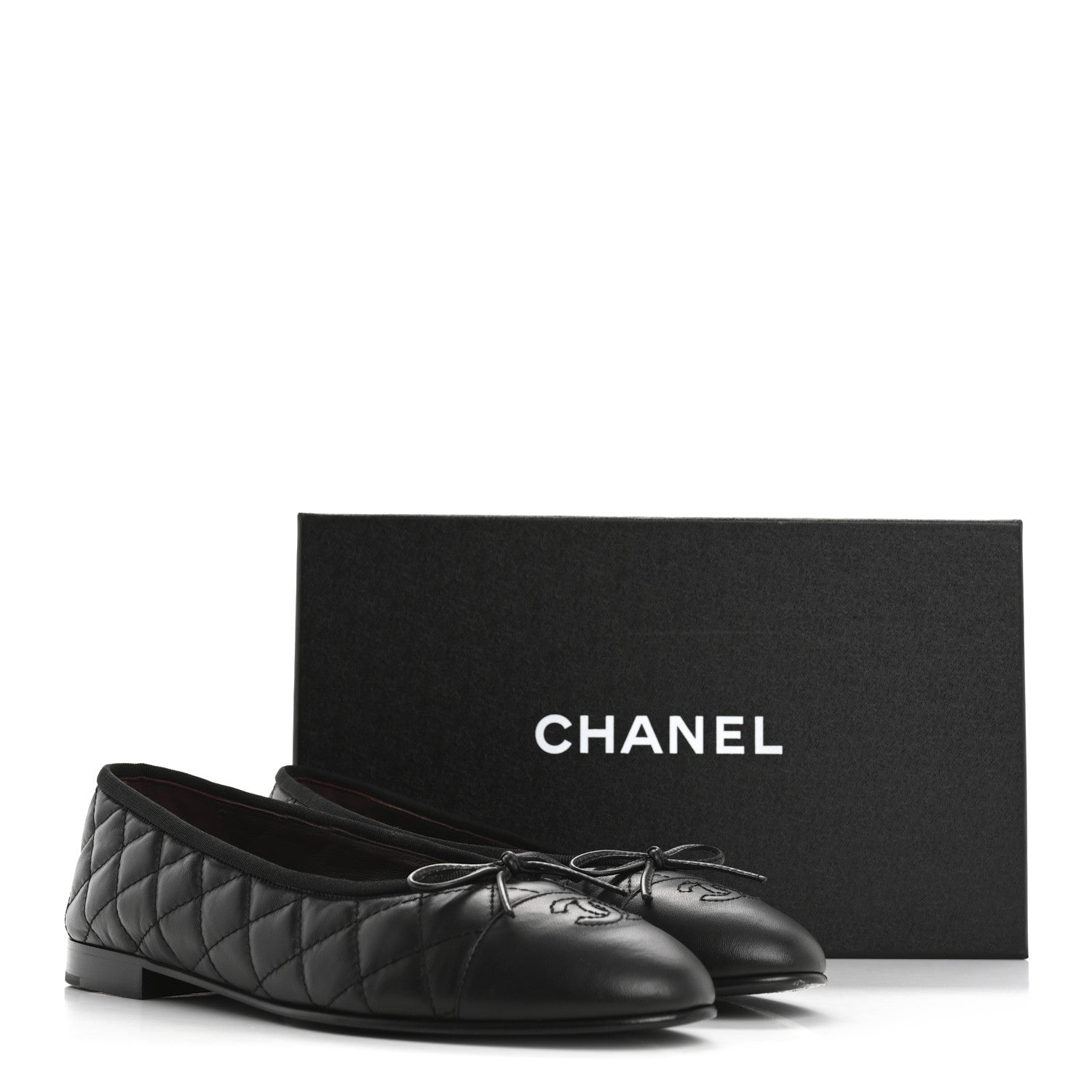 Chanel Aged Calfskin Quilted CC Cap Toe Ballerina Flats 40 Black 12 of 12
