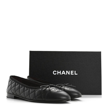 Chanel Aged Calfskin Quilted CC Cap Toe Ballerina Flats 40 Black 12 of 12