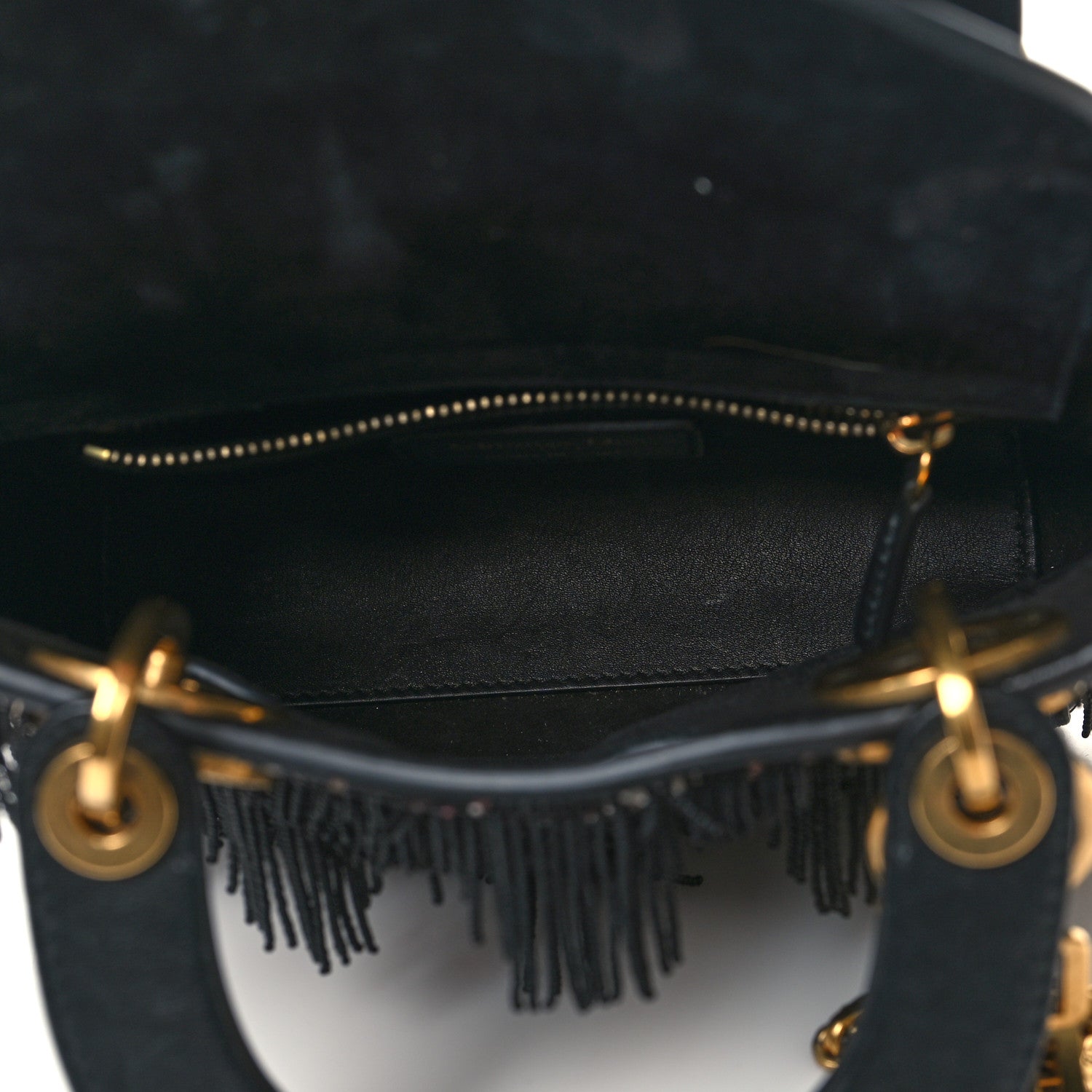 Christian Dior Lambskin Beaded Fringe Mini Lady Dior Black Multicolor 5 of 10