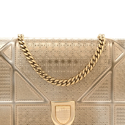 Christian Dior Metallic Patent Micro-Cannage Diorama Wallet on Chain Pouch Gold 8 of 12