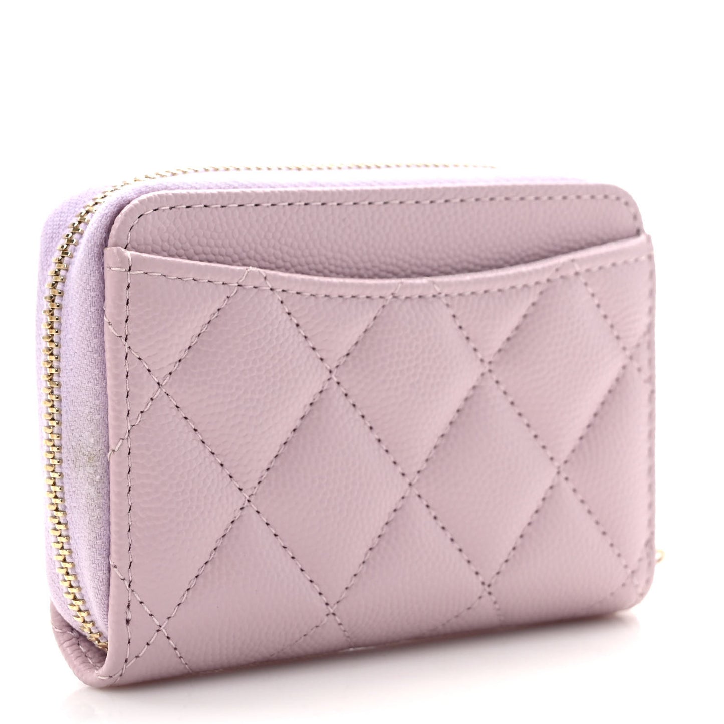 Caviar Quilted Zip Coin Purse Light Pink