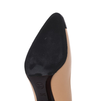 Chanel Lambskin Cap Toe CC Pumps 37 Beige Black 15 of 15