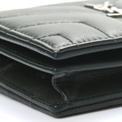 Saint Laurent Lambskin Y Quilted Monogram Loulou Flap Wallet Olive 9 of 11