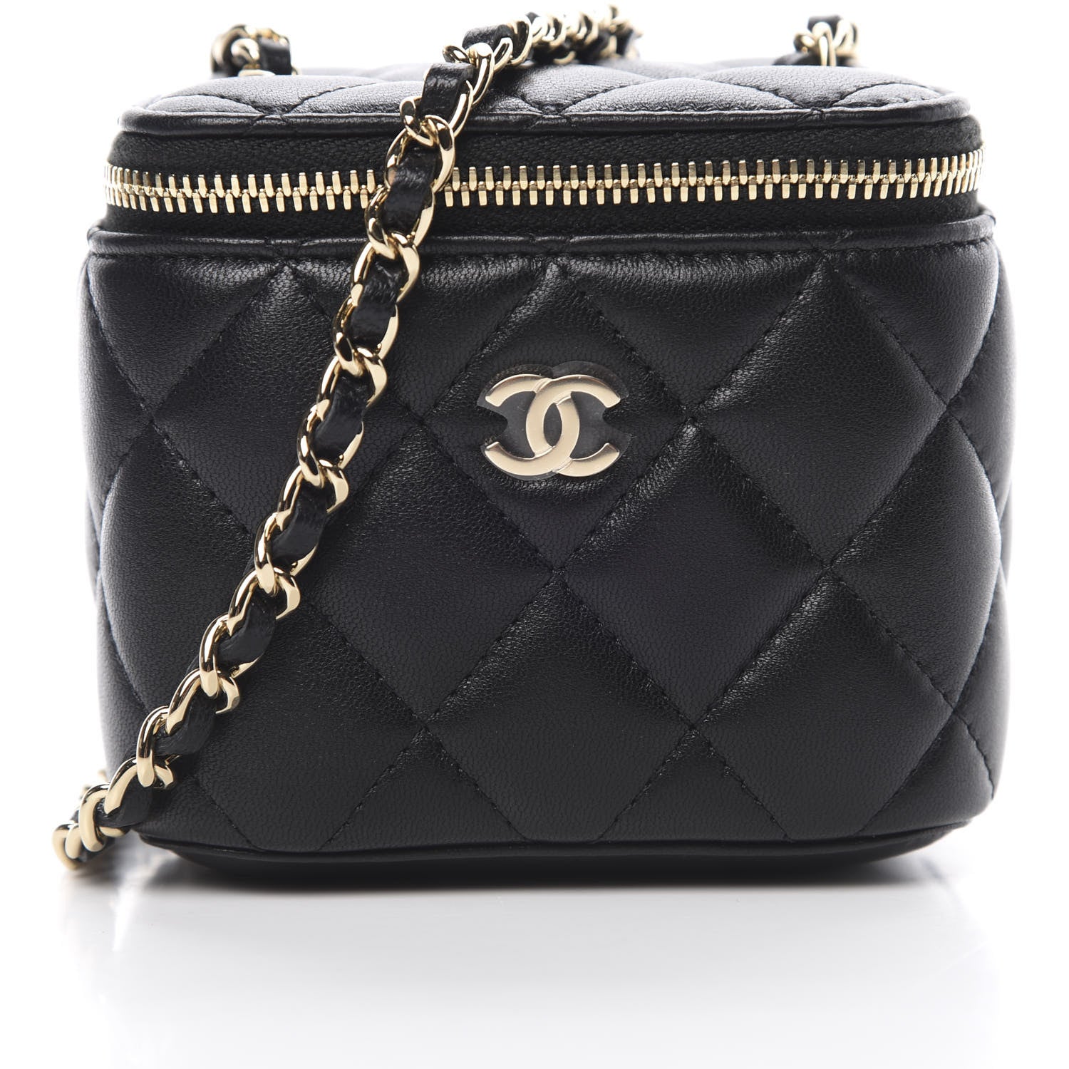 Chanel Lambskin Quilted Mini Vanity Case With Chain Black 8 of 11
