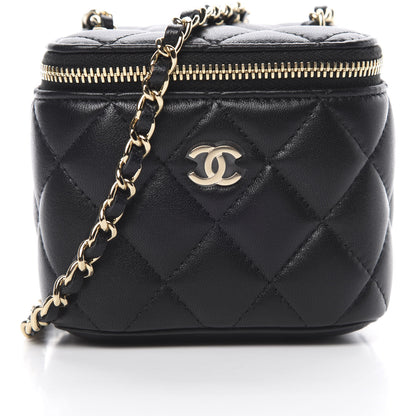 Chanel Lambskin Quilted Mini Vanity Case With Chain Black 8 of 11