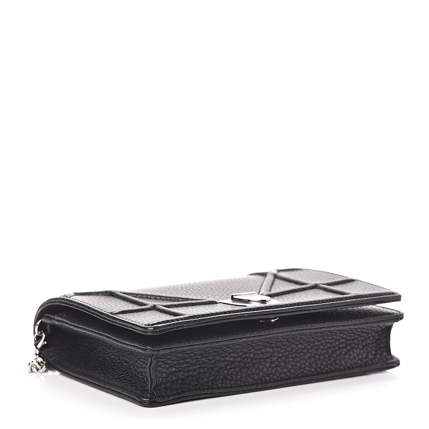 Christian Dior Grained Calfskin Diorama Wallet on Chain Pouch Black 4 of 8