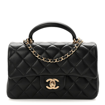 Chanel Lambskin Quilted Mini Top Handle Rectangular Flap Black 1 of 11
