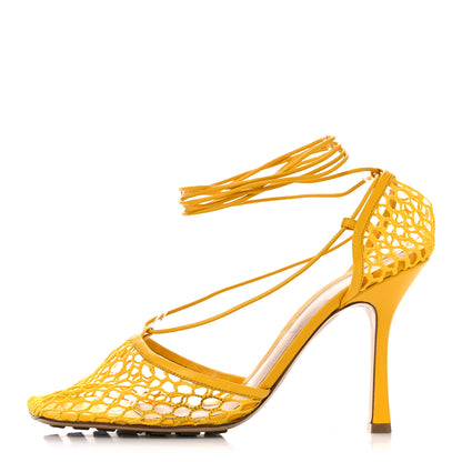 Bottega Veneta Mesh Nappa Stretch Ankle Tie Sandals 41 Egg Yolk 1 of 14
