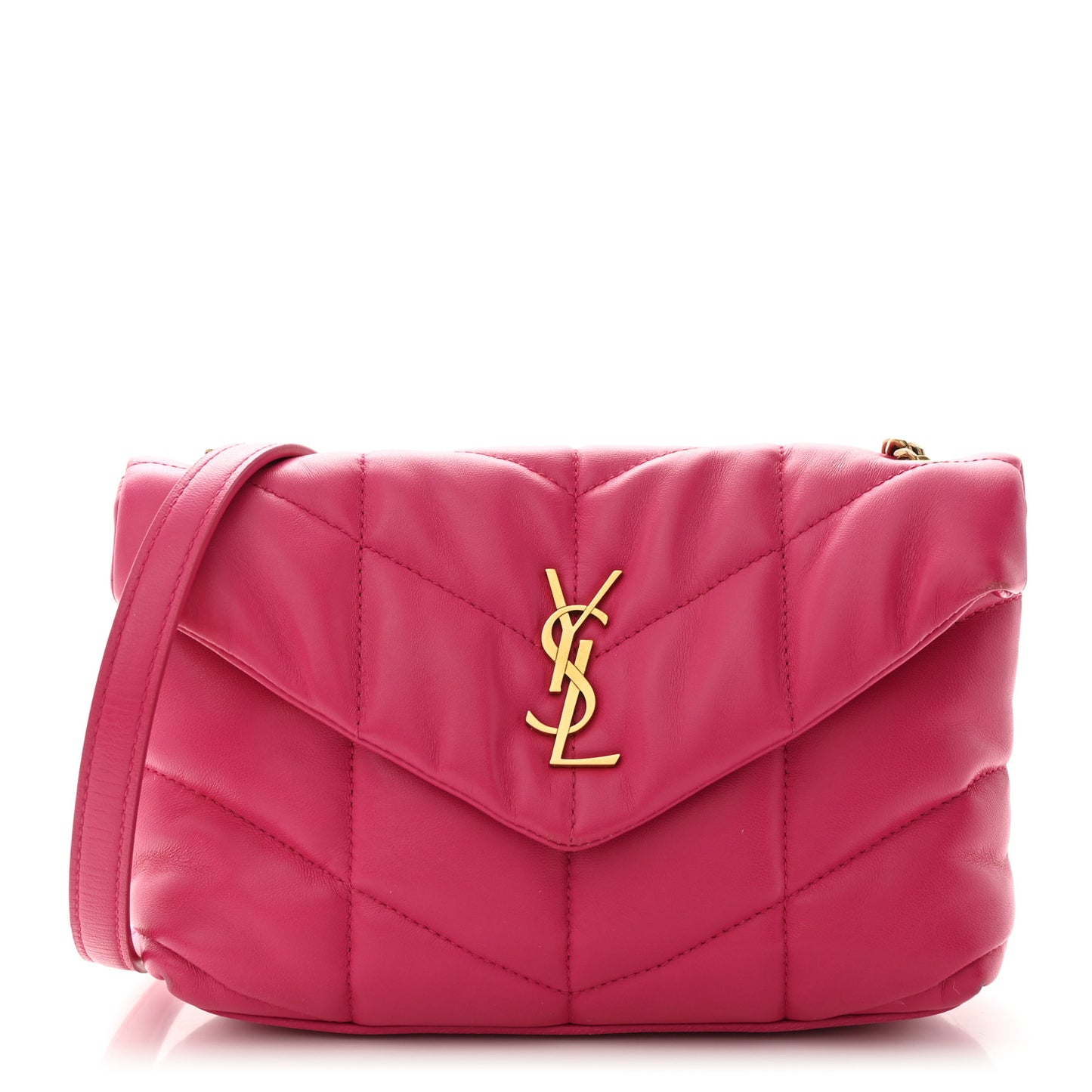Lambskin Quilted Toy Loulou Puffer Monogram Chain Satchel Bubblegum