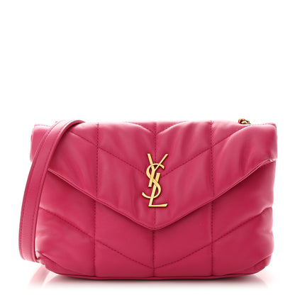 Saint Laurent Lambskin Quilted Toy Loulou Puffer Monogram Chain Satchel Bubblegum 1 of 11