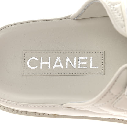 Chanel Lambskin Quilted Velcro Dad Chain CC Slide Sandals 36.5 White 7 of 10