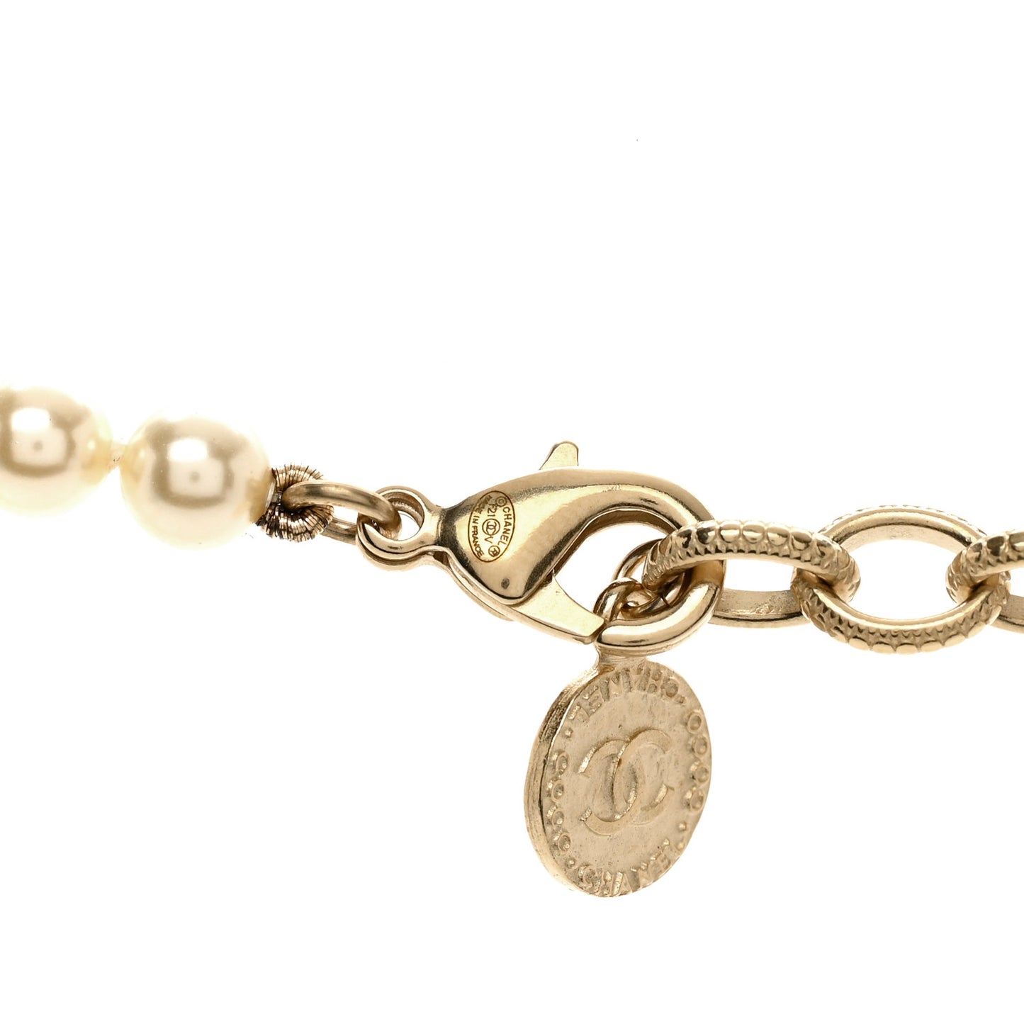 Pearl CC 100th Anniversary Necklace Light Gold