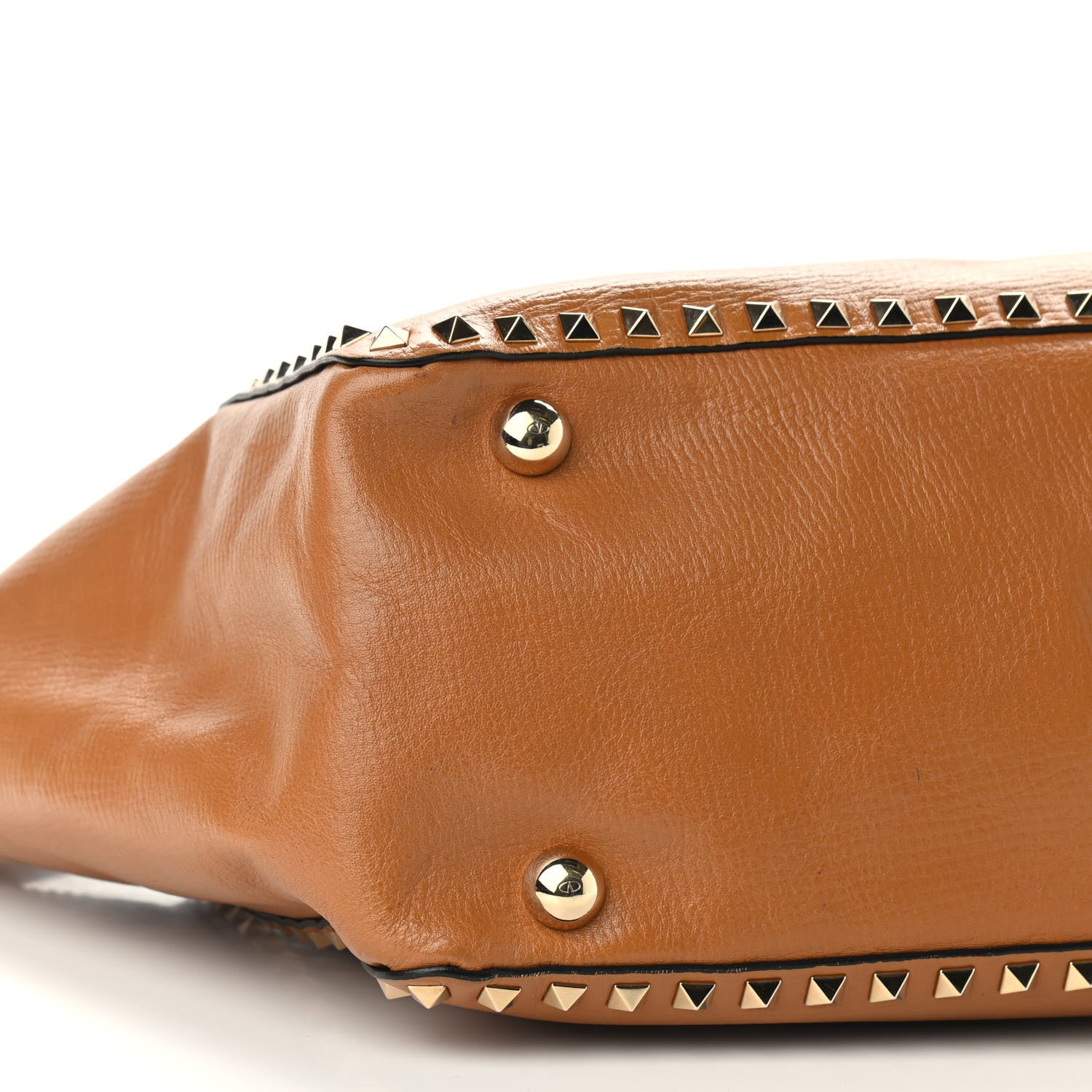Valentino Garavani Textured Calfskin Medium Rockstud Tote Camel 7 of 10