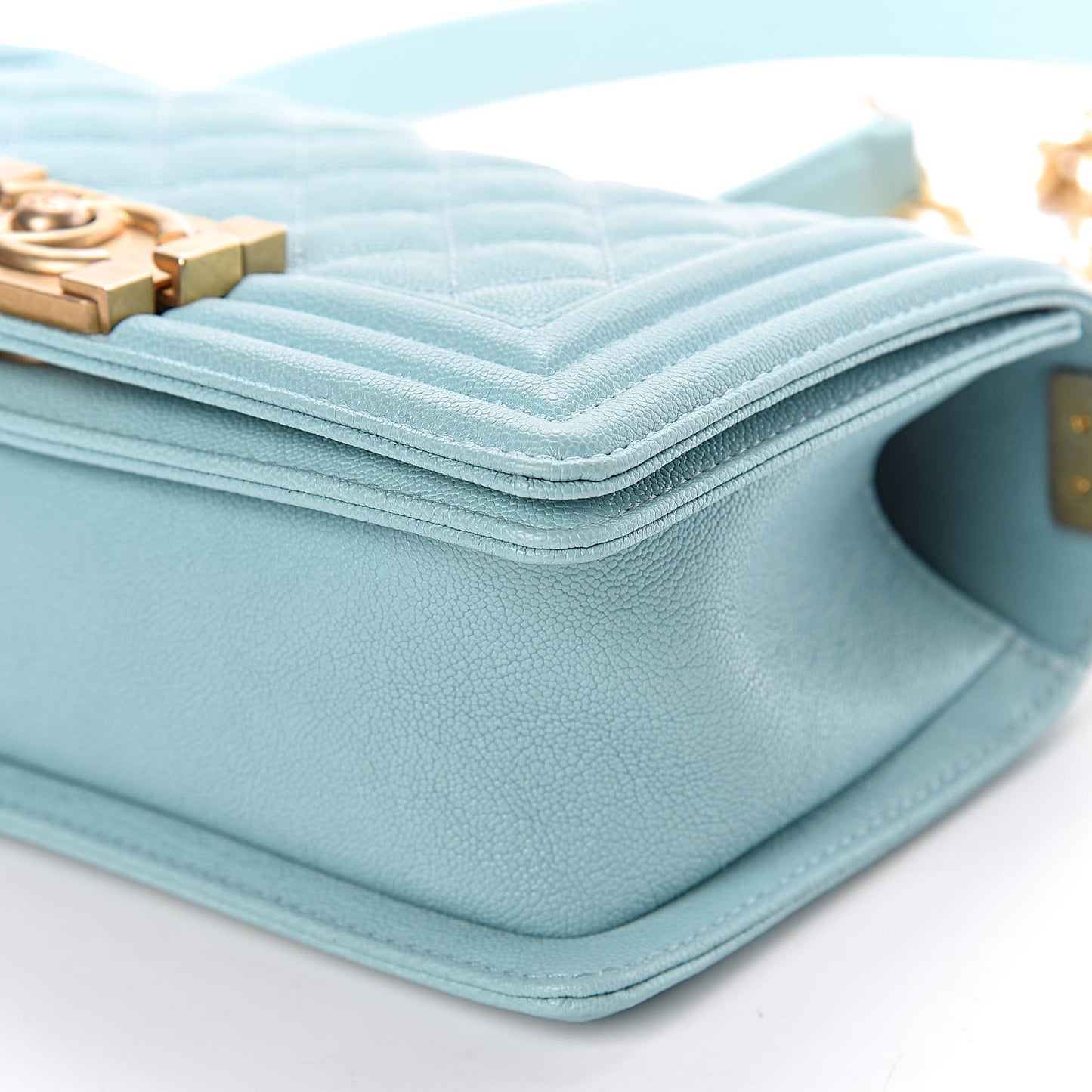Caviar Quilted Small Boy Flap Light Blue