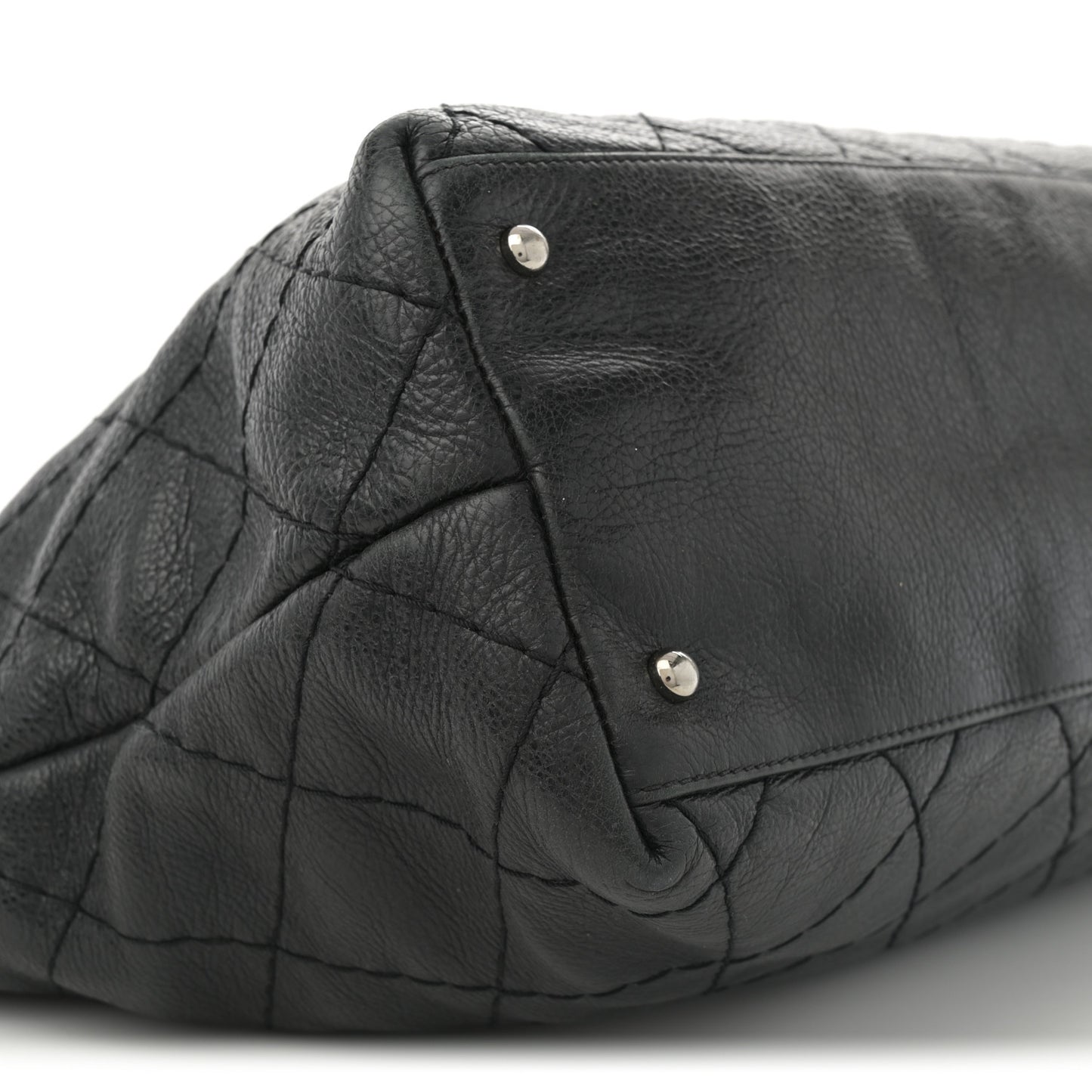 Glazed Calfskin Large On The Road Tote Black