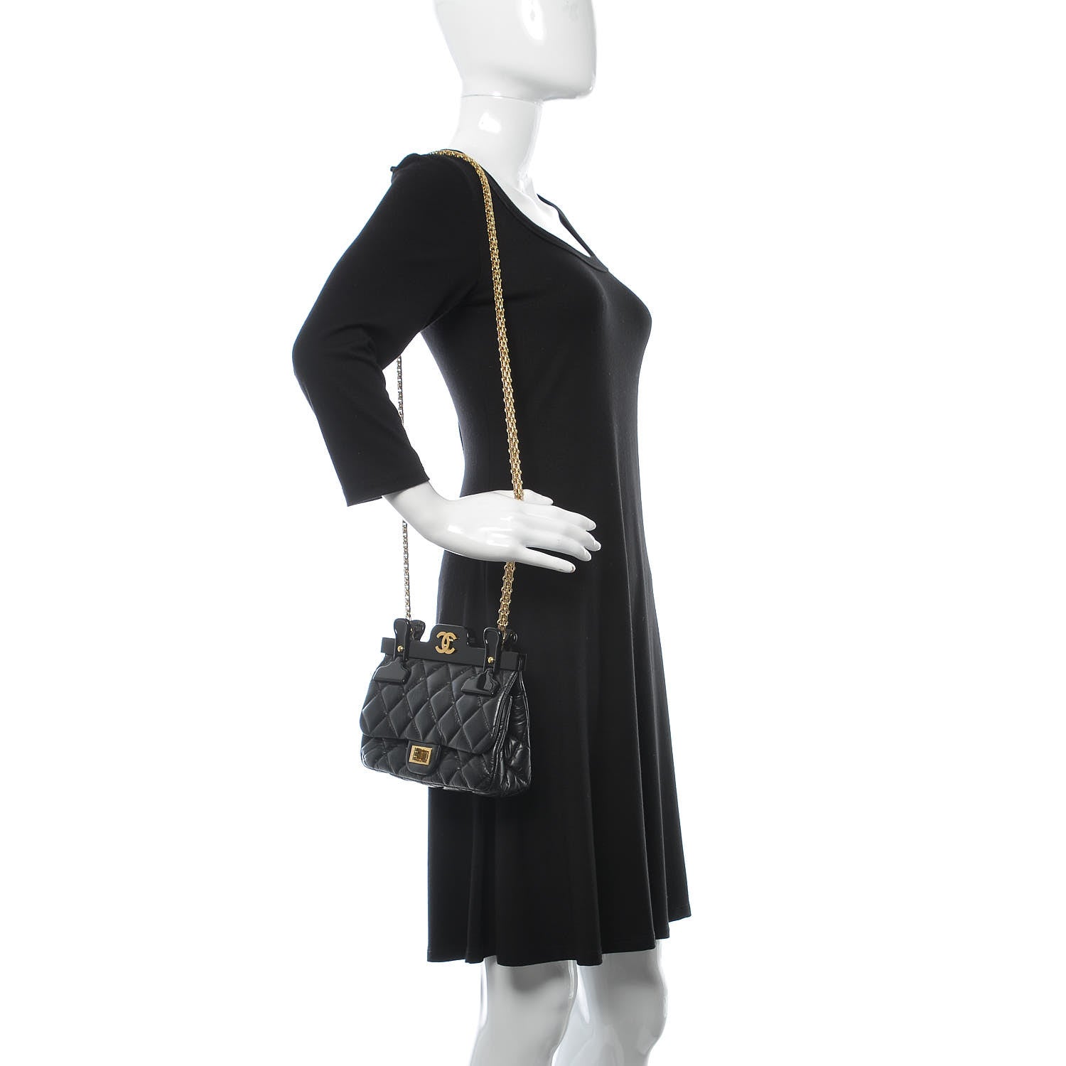 Chanel Aged Calfskin Quilted 2.55 Reissue Mini Hanger Flap Black 2 of 8